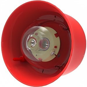 Hochiki CHQ-WSB2 Analogue Addressable Loop-Powered Wall Sounder Beacon 102dB, White LEDs and Red Body