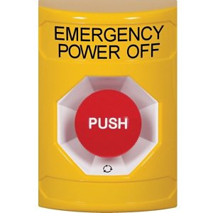 STI SS2201PO-EN Yellow No Cover Turn-to-Reset Stopper Station with EMERGENCY POWER OFF