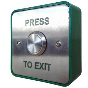 CQR XB-SIL-PTE Illuminated Request-to-Exit Button with Green Backbox, Stainless Steel