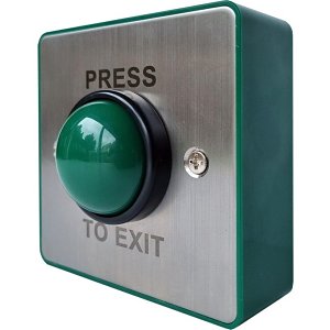 CQR XB-GD Green Domed Collared Request-to-Exit Button with Green Backbox