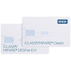 HID 2420PMGGMNN iCLASS with MIFARE 1K Classic Contactless Smart Card, Programmed, Sequential Matching Encoded and Printed Numbers, No Slot Punch, White