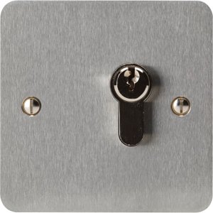 3E 3E0668-1DP Euro-Profile Keyswitch, Momentary Contact, Double Pole, Single-Gang, Satin Stainless Steel