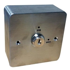 CDVI KEY-SSMAKD KEY-S Series 1-Gang 2-Position Surface Mount Square Keyswitch, Maintained, Keyed to Differ, Stainless Steel