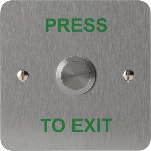 3E 3E0658N-1-PTE Vandal-Resistant Exit Button, Single Gang, SSS, PRESS TO EXIT Text
