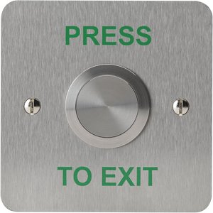 3E 3E0659N-1-PTE Vandal-Resistant Exit Button, Single Gang, SSS, PRESS TO EXIT Text