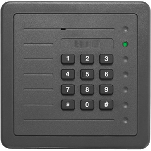 HID 5355AGK00 ProxPro 125 kHz Wall Switch Keypad Proximity Reader with Wiegand Output, Buffer One Key, No Parity, 4bit Message, Gray