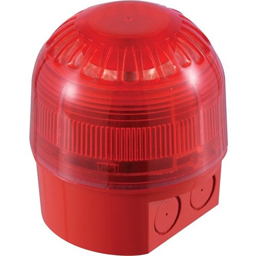 Klaxon PSC-0002 Sonos LED Sounder Beacon 17-60DC, Shallow Base, IP21, Red Body and Lens