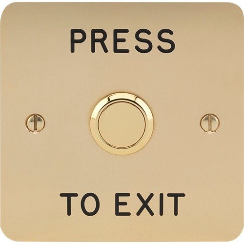 3E 3E0658-4PTE Vandal-Resistant Exit Button, Momentary Exit, Single-Gang, PRESS TO EXIT Text, Polished Brass