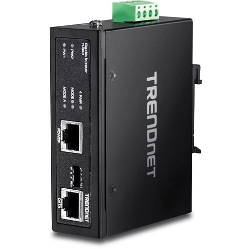 TRENDnet TI-IG60 Hardened Industrial 60w Gigabit PoE+ Injector, Din-Rail  Mount, Ip30 Rated Housing, Includes