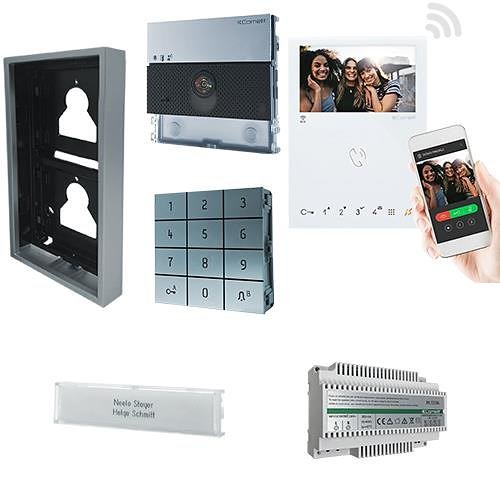 Comelit PAC UBK1-K-MW Ultra Mini Series, 1-User Ultra Surface Mount Video Keypad Kit with Mini Wi-Fi Monitor