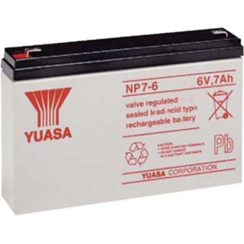 Yuasa NP7-6 Industrial NP Series, 6V 7Ah Valve Regulated Lead Acid Battery, 20-Hr Rate Capacity, General Purpose