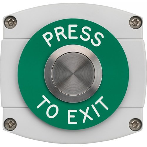 3E 3E0659N-GB-PTE Surface-Mount Exit Button, PRESS TO EXIT Text, Gray/Black Housing