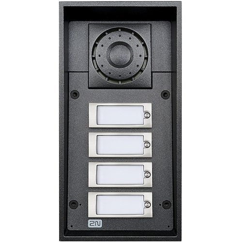 2N IP Force 4-Button Intercom Door Station Module with Speaker, IP69K, 12VDC, Black