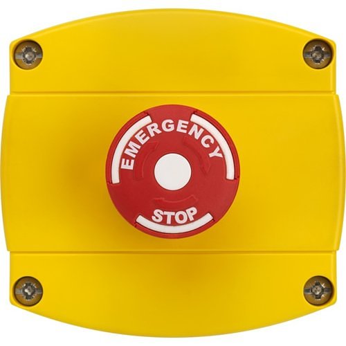 3E 3E0684-YB-ES Push Button, Maintained Contact, IP65 Surface Mount, EMERGENCY STOP Text