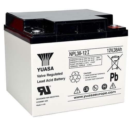 Yuasa NPL38-12I Industrial NPL Series, 12V 38Ah Valve Regulated Lead Acid Battery, 20-Hr Rate Capacity, General Purpose