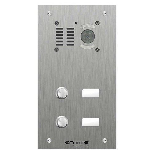 Comelit PAC VK4702 2-Button Stainless Steel Vandal Resistant Video Intercom Entry Panel with Name Windows