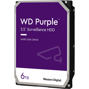 WD Purple WD60PURZ 6 TB Hard Drive - 3.5" Internal - SATA (SATA/600) - Conventional Magnetic Recording (CMR) Method - Network Video Recorder Device Supported - 5700rpm