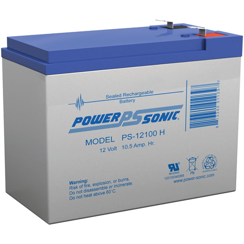 Power-Sonic PS-12100H General Purpose Battery - 10500 mAh - Sealed Lead Acid (SLA) - 12 V DC - Battery Rechargeable