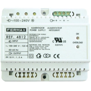 FERMAX Power Supply - 120 V AC, 230 V AC Input Voltage - 18 V DC Output Voltage - DIN Rail