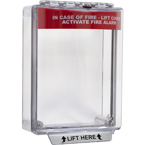 Universal Stopper - Surface Mount, ACTIVATE FIRE ALARM Label - STI-13110FR - Universal Stopper - Surface Mount, ACTIVATE FIRE ALARM Label
