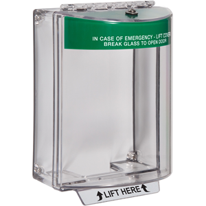 Universal Stopper - Surface Mount with Sounder, Green Emergency Exit Label - STI-13120EG - Universal Stopper - Surface Mount with Sounder, Green Emergency Exit Label