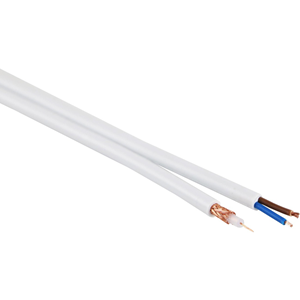 Excel 100 m Coaxial Video/Power Cable for Surveillance Camera - Bare Wire - Bare Wire - Shielding - White