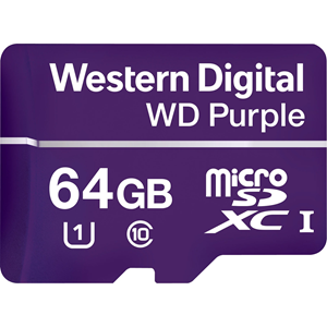 WD Purple WDD064G1P0A 64 GB Class 10/UHS-I (U1) microSDXC - 100 MB/s Read - 60 MB/s Write