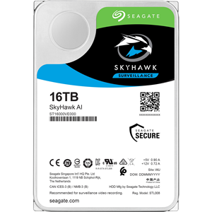 Seagate SkyHawk AI ST16000VE000 16 TB Hard Drive - 3.5" Internal - SATA (SATA/600) - Video Surveillance System, Network Video Recorder Device Supported - 7200rpm - 256 MB Buffer