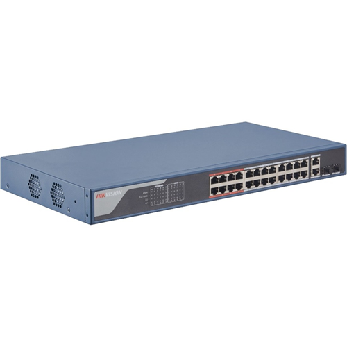 Hikvision DS-3E1326P-EI 24 Ports Manageable Ethernet Switch - 2 Layer Supported - Modular - 370 W PoE Budget - Optical Fiber, Twisted Pair - PoE Ports - Rack-mountable