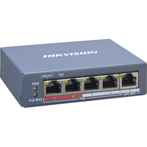 Hikvision Pro DS-3E1105P-EI 4 Ports Manageable Ethernet Switch - 2 Layer Supported - 65 W Power Consumption - 60 W PoE Budget - Twisted Pair - PoE Ports - 3 Year Limited Warranty