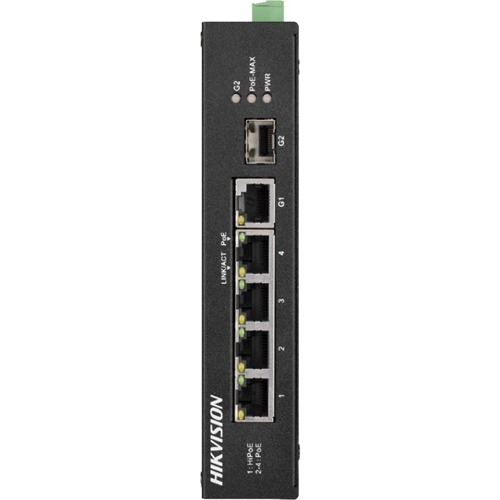 Hikvision DS-3T0306HP-E/HS 4 Ports Ethernet Switch - 2 Layer Supported - Modular - 60 W PoE Budget - Twisted Pair, Optical Fiber - PoE Ports - 3 Year Limited Warranty