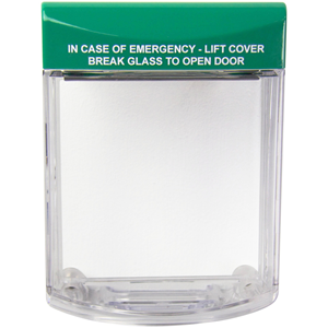 STI Stopper Security Cover for Call Point, Switch - Hotel, School, College, Hospital, Nursing Home, Public Access Area, Shopping Center - Damage Resistant, Vandal Resistant - Polycarbonate - Green, Clear